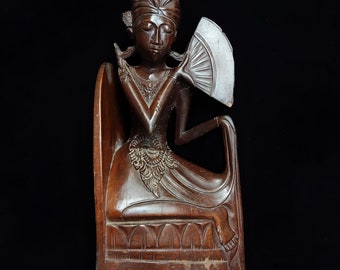 RARE 1950 Pita Maha Book End Sculpture, Mario Dancer Balinese Wood Statue Art