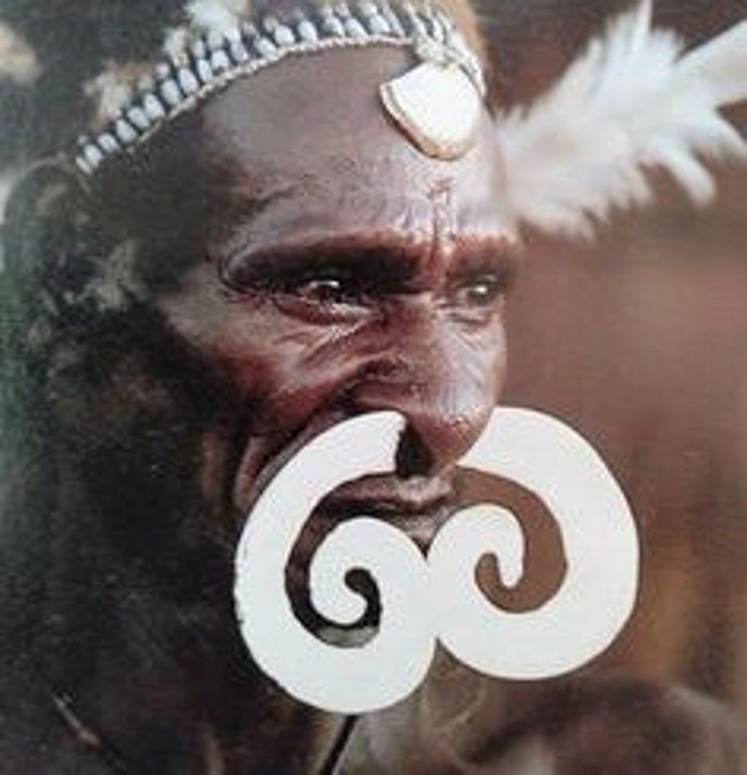 Tribal Round White Shell Adornment, Papuan Shell Decor, Papua New ...