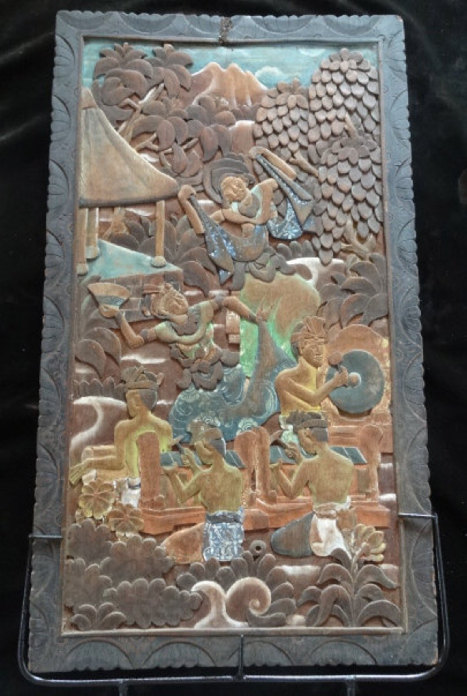 Rare Vintage Balinese Wood Panel Board Hand Carved Traditional Etsy