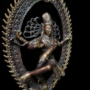 Handcrafted Bronze Nataraja Statue: Shiva Cosmic Dance Figurine for Altar image 6