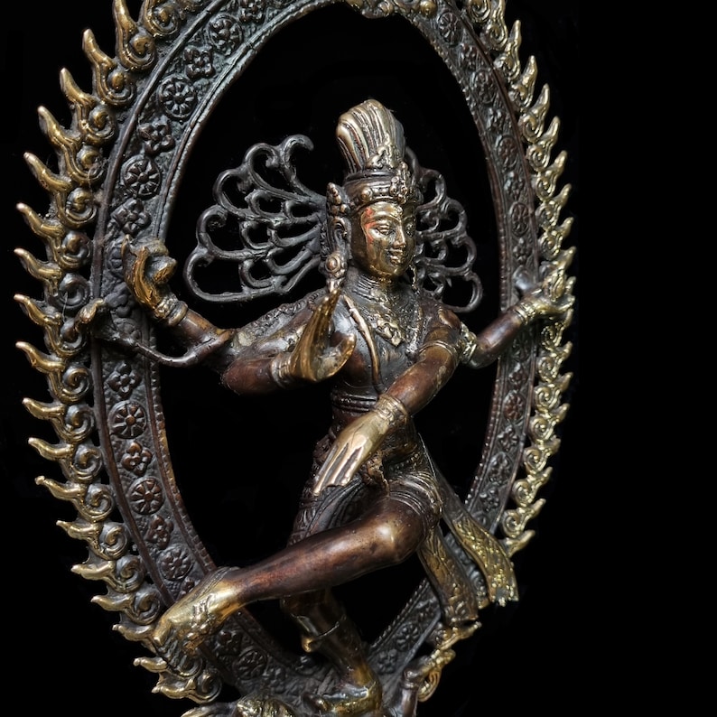 Handcrafted Bronze Nataraja Statue: Shiva Cosmic Dance Figurine for Altar image 6