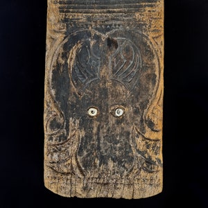 Tribal Torajan Carved Wood Buffalo Panel 33&quot; Vintage Primitive Tanah Toraja Carving