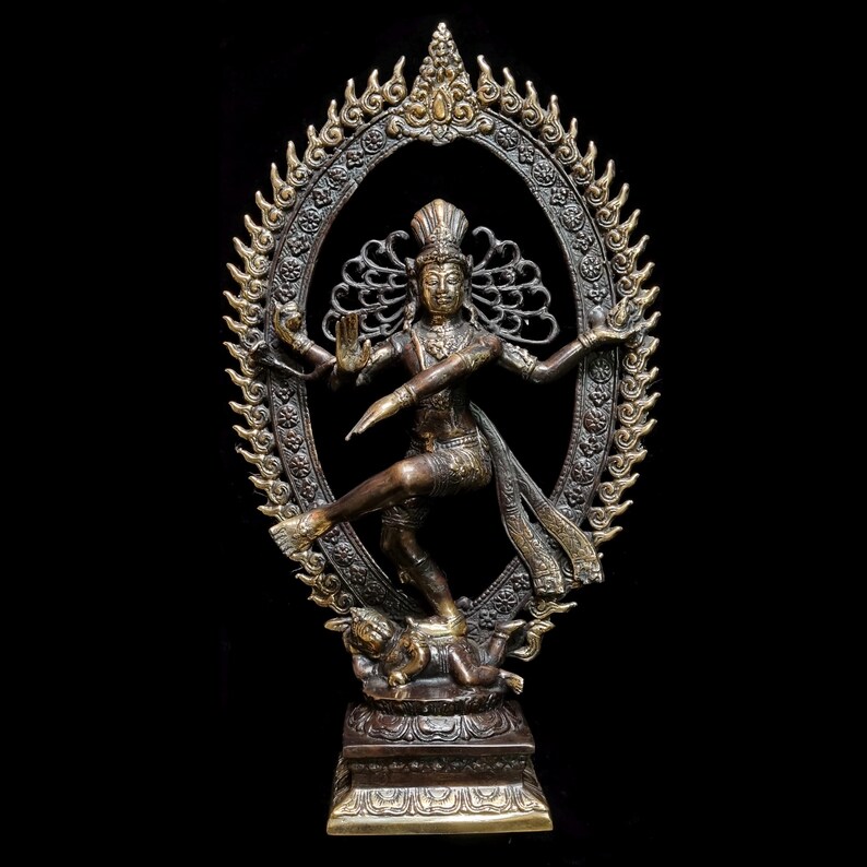 Handcrafted Bronze Nataraja Statue: Shiva Cosmic Dance Figurine for Altar image 2