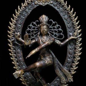 Handcrafted Bronze Nataraja Statue: Shiva Cosmic Dance Figurine for Altar image 3
