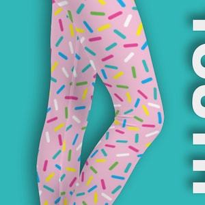 Sprinkles Pattern Youth Leggings! Multiple Colors Available, High Quality, Fun Design!