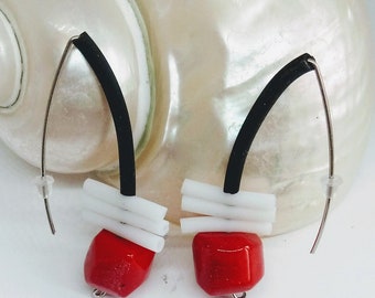Contemporary earrings Long earrings Coral earrings Avant-garde earrings Statement earrings Modern earrings Gift for her FREE SHIPPING