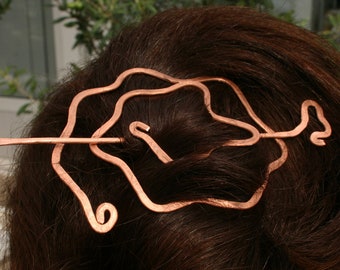 Copper Hair Slide, Hair Berrette,Hair Accessories,Gift for Her, Big Haer,Hair Clip,Hair Pin,Hair Stick  FREE SHIPPING WORLDWIDE