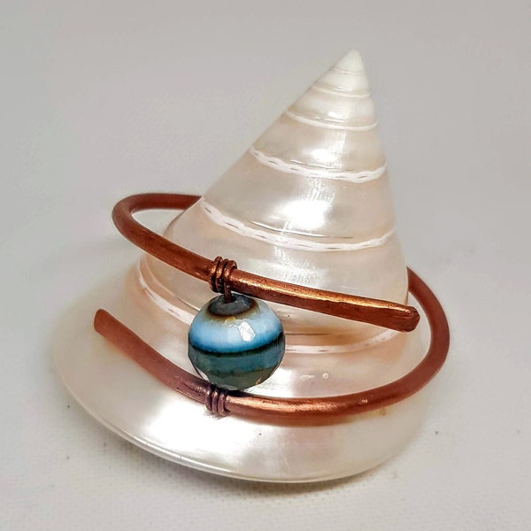 Bracelet, Copper wire  bracelet with Agathe stone, Wire wrapped bracelet, Boho jewelry, Women bracelet, Cuff bracelet, Free shipping