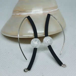 Eigentijdse oorbellen Lange sterling zilveren oorbellen Statement oorbellen Moderne oorbellen Criket kristallen oorbellen Rubber sieraden GRATIS VERZENDING