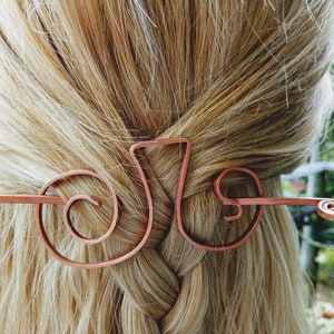 Copper Hair Pins Boho Hair Pin Metal Hair Fork Hair Sticks Minimalist Style Copper Fork Thick Hair Clip Viking Hair Holder Hair Slide