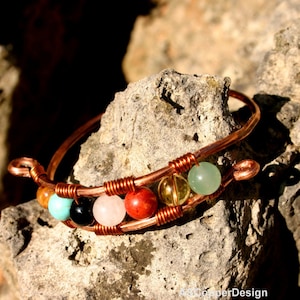 Wire bracelets, Handmade Copper Wire bracelets with Natural stones, Wire wrapped jewelry, Cuff bracelet,Boho jewelry FREE SHIPPING
