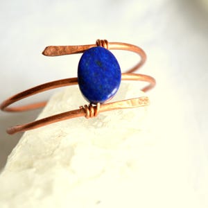 Bracelet Copper wire bracelet with Lapis lazuli stone Wire wrapped bracelet Boho jewelry Women bracelet Cuff, FREE SHIPPING image 4