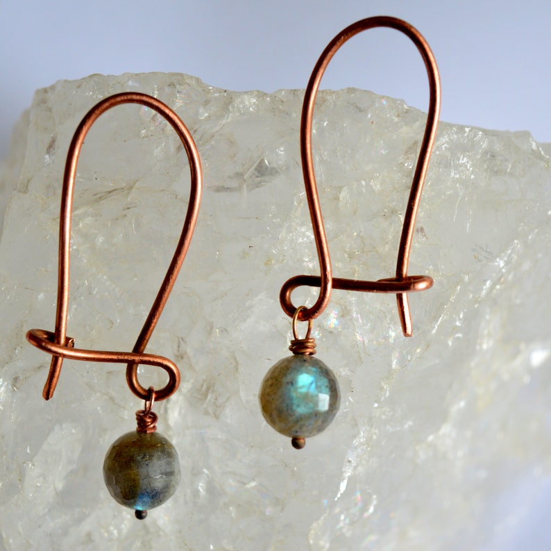 Chandelier earrings Handmade copper earrings Labradorite earrings Copper wire earrings with gemstone Earrings Copper wire earrings