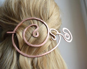 Copper hair fork, Hair accessories, Hair barrette, Brooch, Hair slide, Hair pin, Copper hair slides, Gift for her, FREE SHIPPING