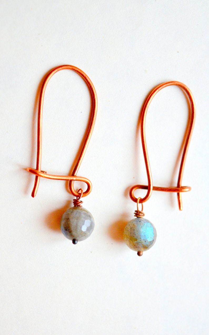 Chandelier earrings Handmade copper earrings Labradorite earrings Copper wire earrings with gemstone Earrings Copper wire earrings