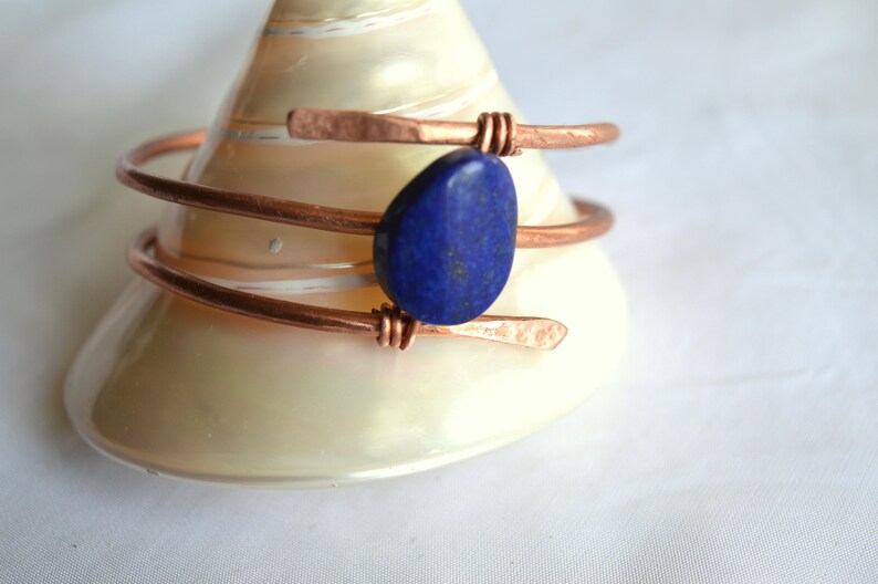 Bracelet Copper wire bracelet with Lapis lazuli stone Wire wrapped bracelet Boho jewelry Women bracelet Cuff, FREE SHIPPING image 7