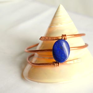 Bracelet Copper wire bracelet with Lapis lazuli stone Wire wrapped bracelet Boho jewelry Women bracelet Cuff, FREE SHIPPING image 2