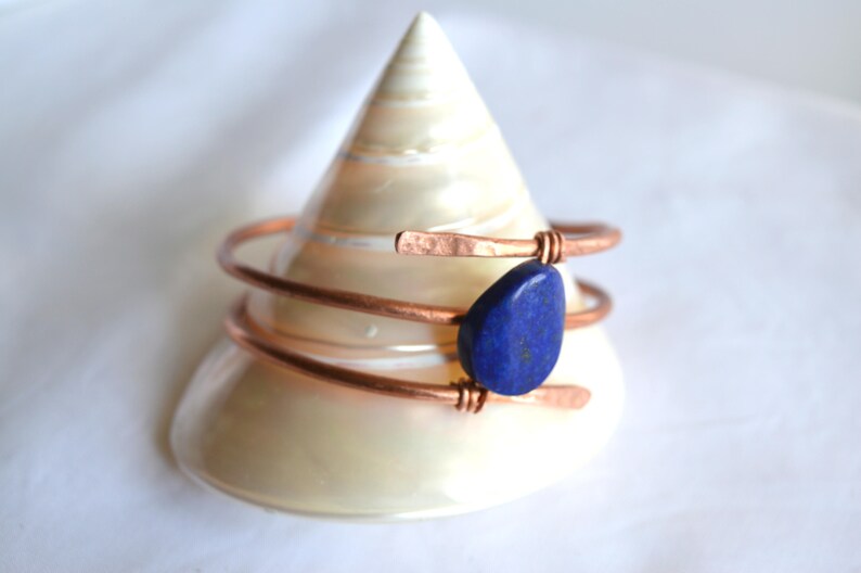 Bracelet Copper wire bracelet with Lapis lazuli stone Wire wrapped bracelet Boho jewelry Women bracelet Cuff, FREE SHIPPING image 9