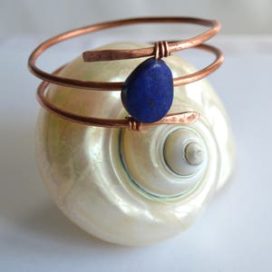 Bracelet Copper wire bracelet with Lapis lazuli stone Wire wrapped bracelet Boho jewelry Women bracelet Cuff, FREE SHIPPING image 6