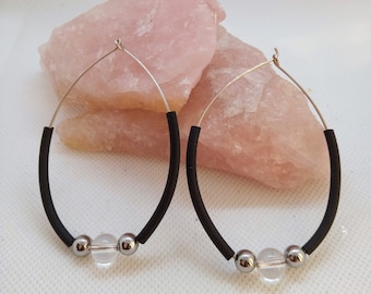 Contemporary earrings, Long silver earrings,Rubber jewelry , Statement earrings, Modern earrings, Rubber jewelry FREE SHIPPING