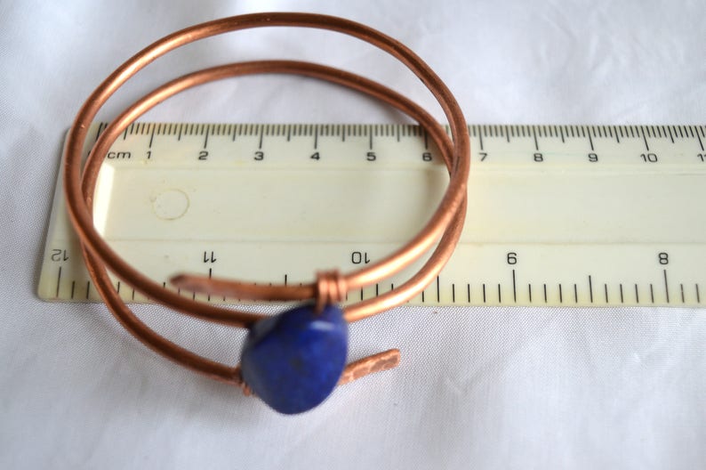 Bracelet Copper wire bracelet with Lapis lazuli stone Wire wrapped bracelet Boho jewelry Women bracelet Cuff, FREE SHIPPING image 5