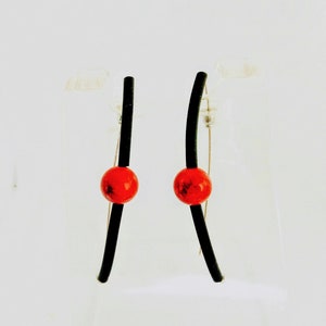 Contemporary earrings Rubber earrings Sterling silver earrings Spog Coral earrings Modern earrings Black earrings FREE SHIPPING image 3