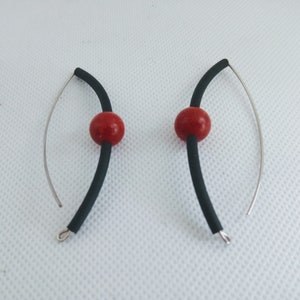 Contemporary earrings Rubber earrings Sterling silver earrings Spog Coral earrings Modern earrings Black earrings FREE SHIPPING image 9