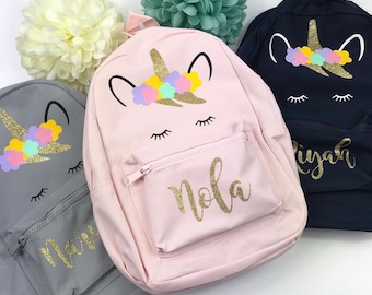 Unicorn Backpack - Personalised Backpack - Girls Backpack - Pink Unicorn Backpack - Girls Unicorn Bag - Backpack with Unicorns - School Bag