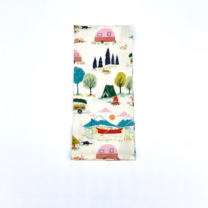 Camping Dish Towel, Retro 1950s Motif, Hand Towel, Large Table Napkin, 23&quot; x 20&quot; (63cm x 51cm)