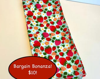 Strawberry Tea Towel: Aqua Cotton Hand Towel