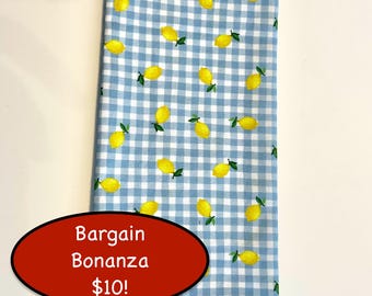 Lemon on Blue Gingham Tea Towel, Napkin