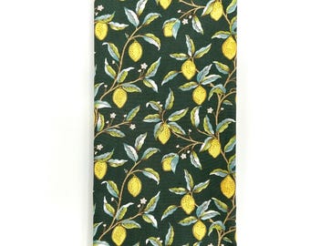 William Morris Lemons Tea Towel: Sage Green Cotton Kitchen Decor