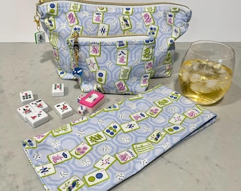 Mahjong Pouches for Tiles, Dice, Chips and Accessories, Tea Towel, Hostess Gift