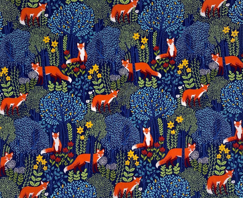 BESTSELLER Orange Fox Decorative Dish Towel, Hemmed, 100% Cotton, Size 23 x 2163cm x 53cm, Orange Foxes on Navy Background, Hostess Gift image 6