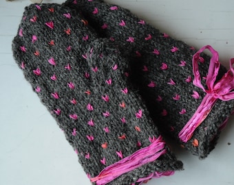 Hand-knitted mittens