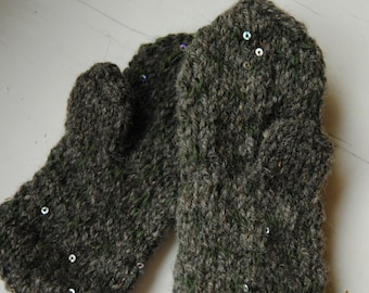 Hand-knitted baby's mittens