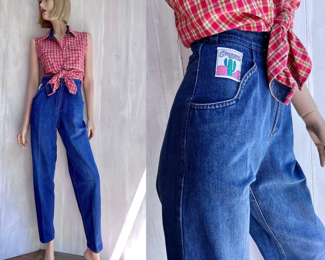 Vintage Blue Denim High Waist Mom Jeans. main image 1