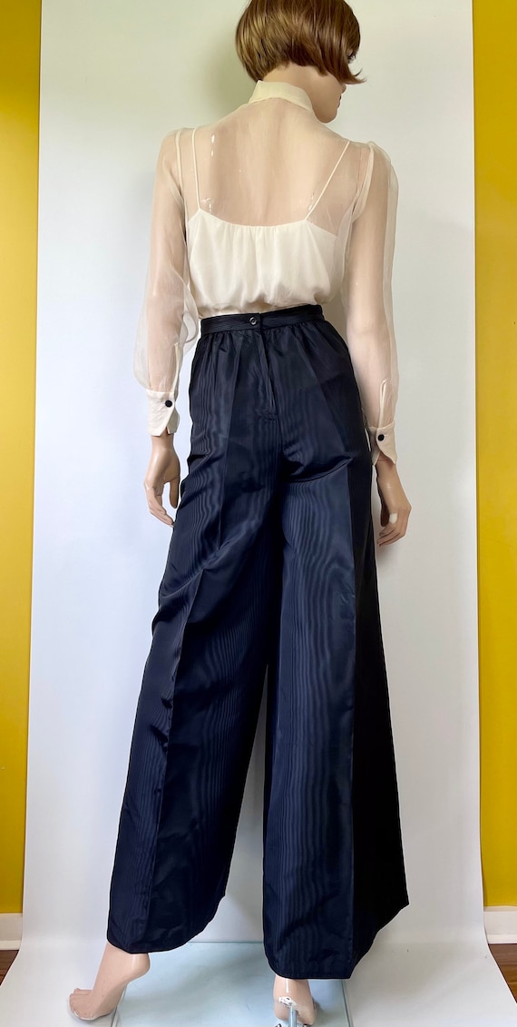 Vintage 70s Norma Tullo Bell Bottoms | Black Moir… - image 7