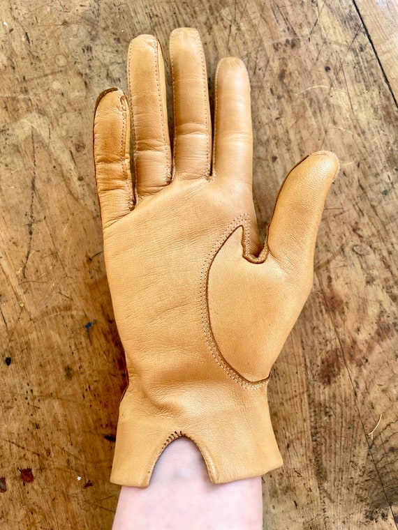 Vintage kid leather driving gloves, 40s 50s soft … - image 4