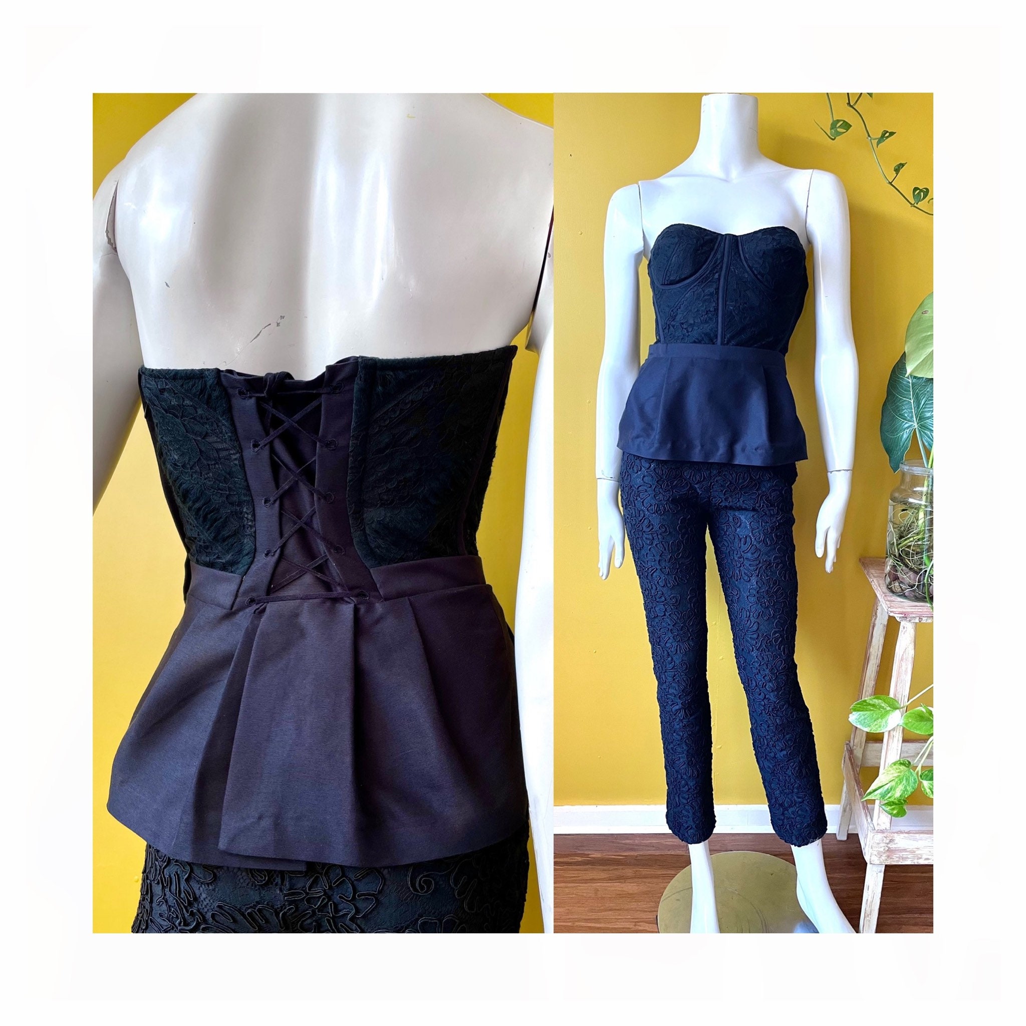 Vintage La Perla Black Lace Corset Bustier Top Boned - Etsy