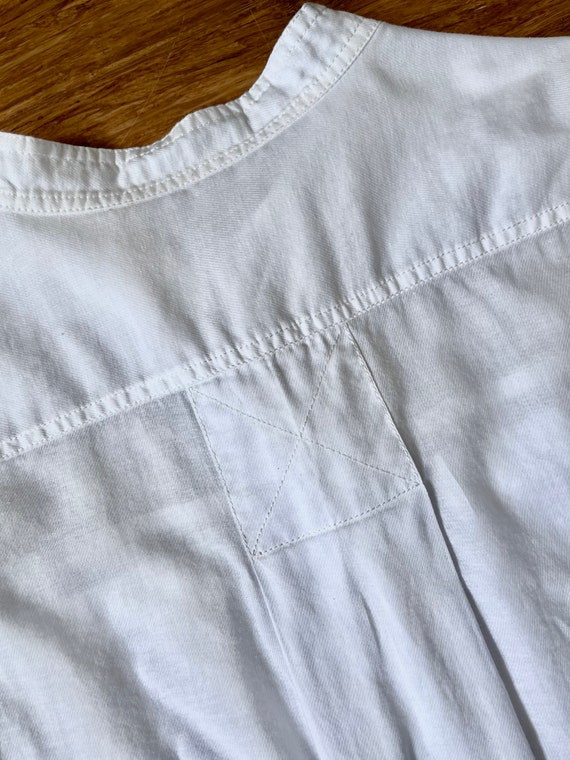 Vintage 80s white blouse, collarless linen cotton… - image 8