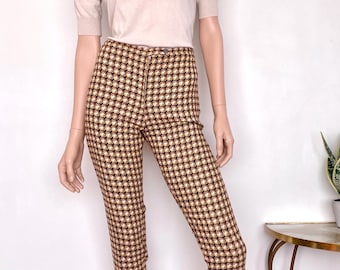 Vintage jaren '50 '60 mod capribroek | Korte pied-de-poulebroek met hoge taille, maat 6-8 XS