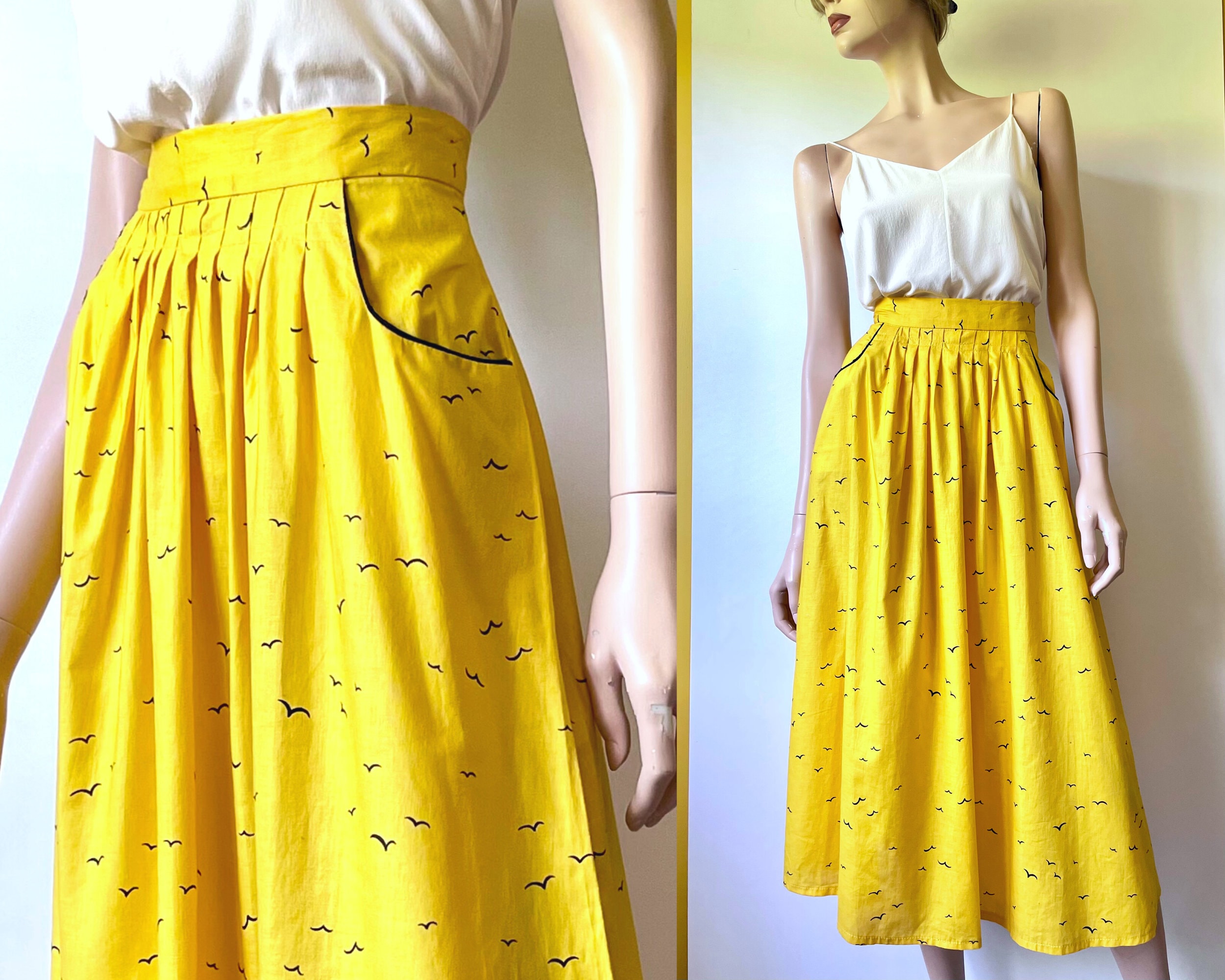 70s Yellow High-waisted Mini Skirt 