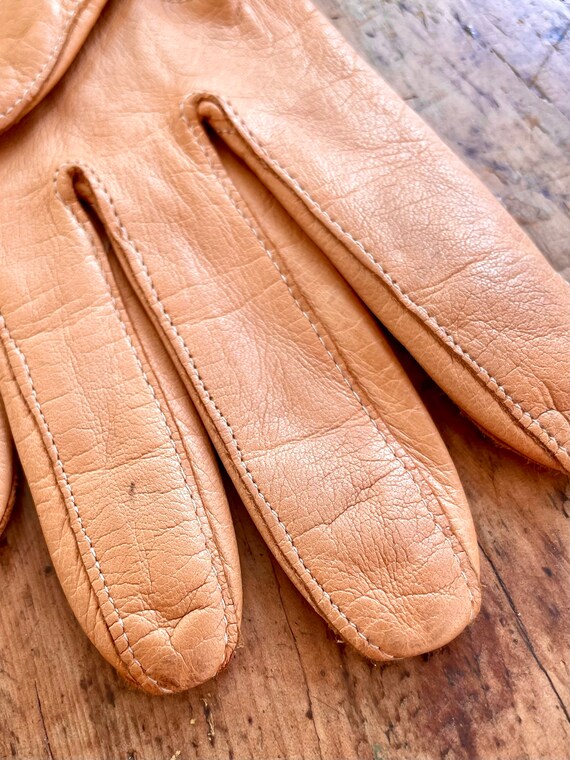 Vintage kid leather driving gloves, 40s 50s soft … - image 7