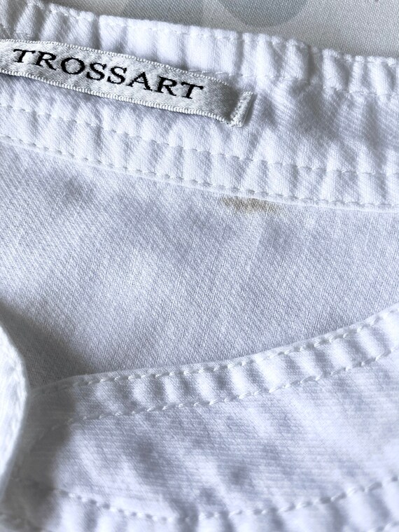 Vintage 80s white blouse, collarless linen cotton… - image 10