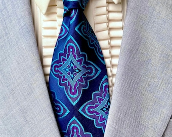 Corbata Kipper de brocado vintage de los años 70 / Corbata retro MCM ancha texturizada para hombre