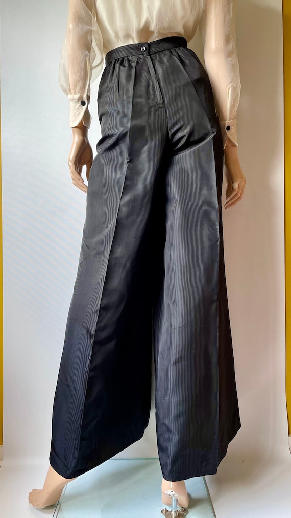 Vintage 70s Norma Tullo Bell Bottoms | Black Moir… - image 8