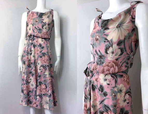 Vintage CUE Cowl Neck Sun Dress – Size 10-12 – 30s
