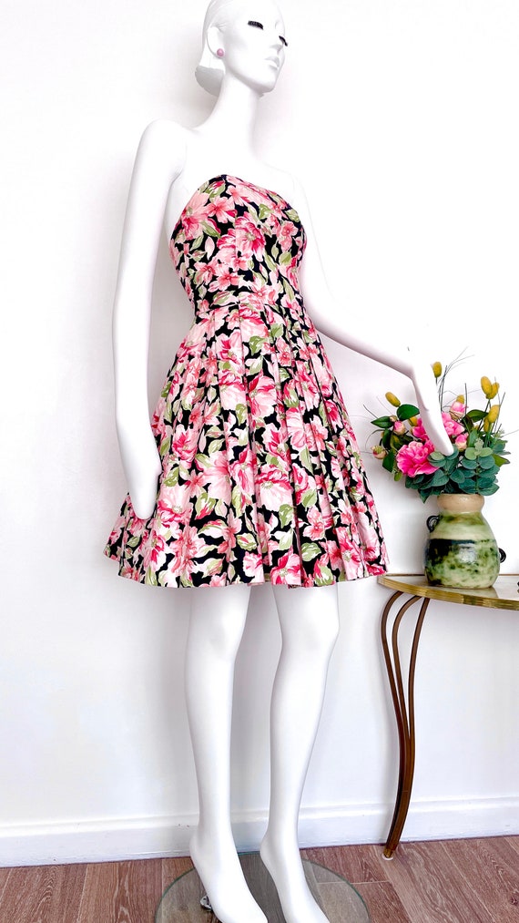 Vintage Laura Ashley strapless floral midi dress,… - image 7