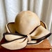 Vintage straw bowler cloche hat with large bow | Robit Hats | 60s mod preppy 